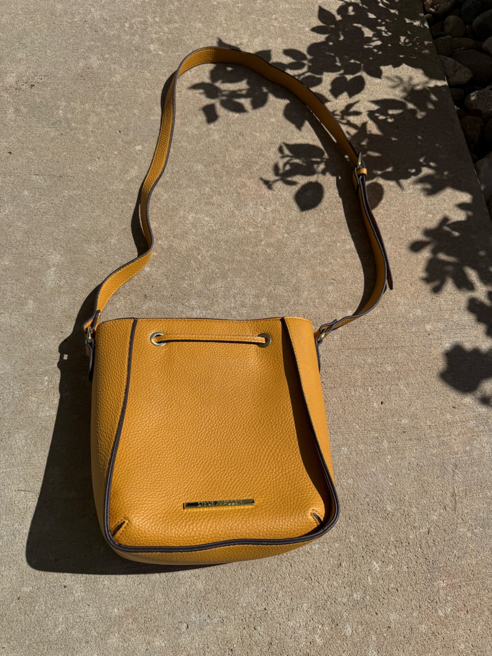 Steve Madden Mustard Pebbled Leather Crossbody Bag